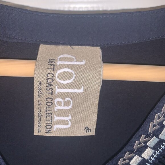 Dolan Anthropologie Navy Blue Grand Bazaar Embroidered Tunic Top Size Medium - Picture 7 of 9